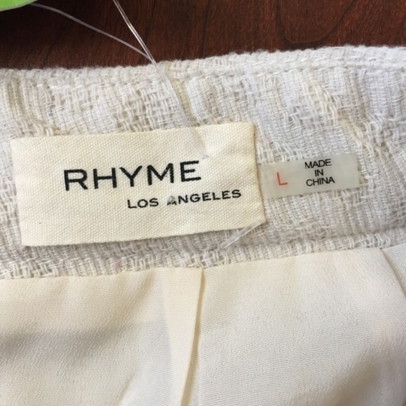 Rhyme LA Cream and Lemon Green Pleated Skirt L - Picture 6 of 6